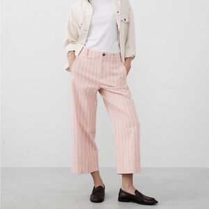 Banana Republic Twill Wide-Leg High-Rise Cropped Pant Pink Stripe Size 6